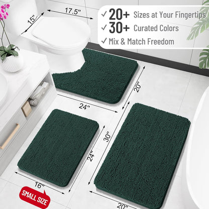 OLANLY Chenille Bath Rugs - Extra Soft & Absorbent | Quick Dry, Machine Washable, 35x24, Blackish Green