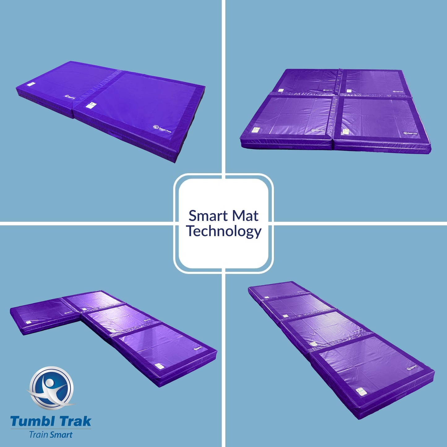 Tumbl Trak Modular Practice Mat - 5 Ft x 5 Ft x 8 in Thick - Build Your Own Crash Mat for Gymnastics, Cheerleading, Dance, Acro and Martial Arts (Purple)