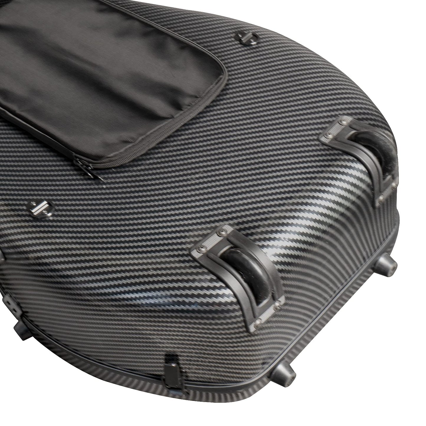MI&VI Forte Series Hard Cello Case (Full Size) with Wheels — Polycarbonate Tough Shell Case for 4/4 Sized Cellos (Silver)