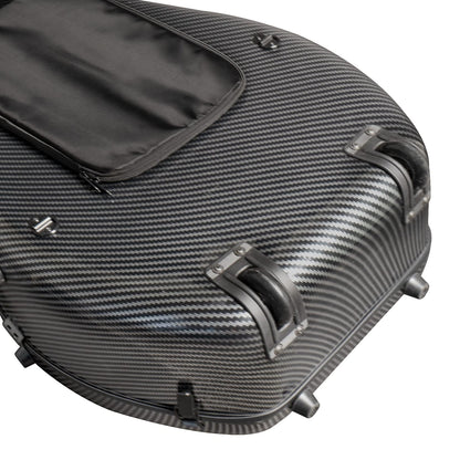 MI&VI Forte Series Hard Cello Case (Full Size) with Wheels — Polycarbonate Tough Shell Case for 4/4 Sized Cellos (Silver)