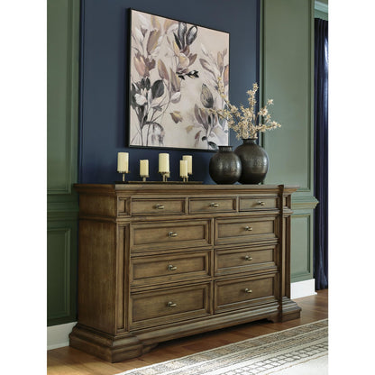 Signature Design by Ashley Thoridan Traditional 9-Drawer Dresser with Safety Stop and Anti -Tipping, Dark Brown