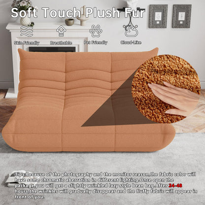 WHGBJA Bean Bag Chairs for Adults, Memory Foam Couch Loveseat Sofa Chair, Soft Teddy Material Cozy Comfy Reading Nook Chairs, Floor Chair for Living Room Bedroom Office(Orange)