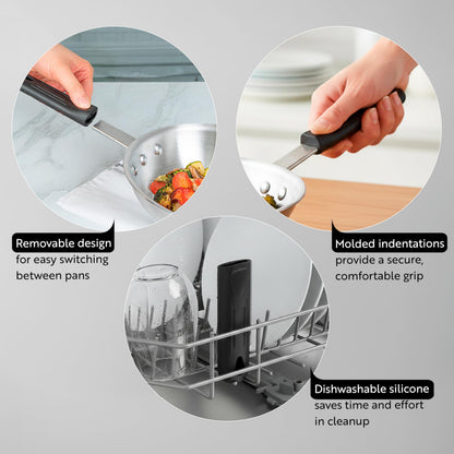 Restaurantware Silicone Hot Handle Holder - Met Lux Heat Resistant Fry Pan Sleeve, Dishwasher Safe - Non-Slip Pat Holder Sleeve Fits 10 inch &12 inch Aluminum Pans, Black