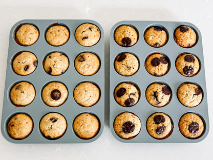 Jenaluca Silicone Cupcake & Muffin Pan for Baking - Set of TWO 12-cup pans, 12x9 Size, Non-stick, BPA Free, Dishwasher Safe - no cupcake liner needed