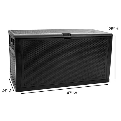 Flash Furniture 120 Gallon Plastic Deck Box - All-Weather Patio Storage and Organization for Throw Pillows, Pool Toys or Garden Tools