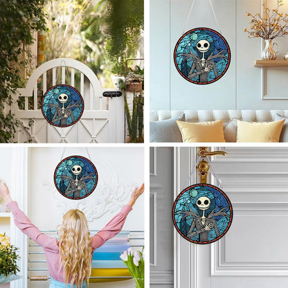DIY Diamond Art Hanging Kit for Adult,Halloween Jack Acrylic Diamond Art Painting Window Pendants Home Garden Wall Hanging Kits Hanging Ornament Festival Gift