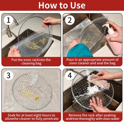 Plus tard 10 Pack Oven Rack Cleaning Bags, 27.5''*19.6'' Heavy Duty No Scrub Oven Rack Cleaning Bag, Disposable Leakproof Soaking PE Bags for Removable Metal Rack, BBQ Grills, Grill Grate