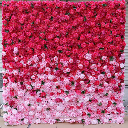 UYCVT Handmade Pink Gradient Rose Wall Large Artificial Flower Wall Backdrop Panels, Rose Wedding Backdrop 3D Floral Wall Fabric Flower Wall for Party Baby Shower Bridal Weddin-1m*1m/3.28 * 3.28FT