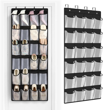 24 Closet Closet 1 Pack FENTEC Large Pockets Over Door Shoe Organizer, Mesh Hanging Shoe Organizer for Mesh Holder