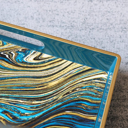 15.6 10.2" Spsyrine Serving Tray, Marble Decorative Tray Plastic Rectangular Coffee Table Tray for Living Room