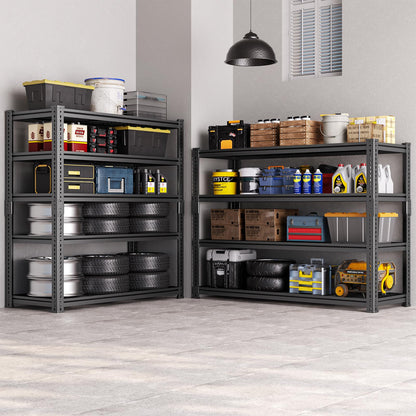 LUXEYARD Heavy Duty Garage Shelving, 60" W x 24" D x 78" H, 5-Tier Adjustable Metal Storage Rack, 660 lbs Per Shelf, 3300 lbs Total Capacity, Black, 1-Pack