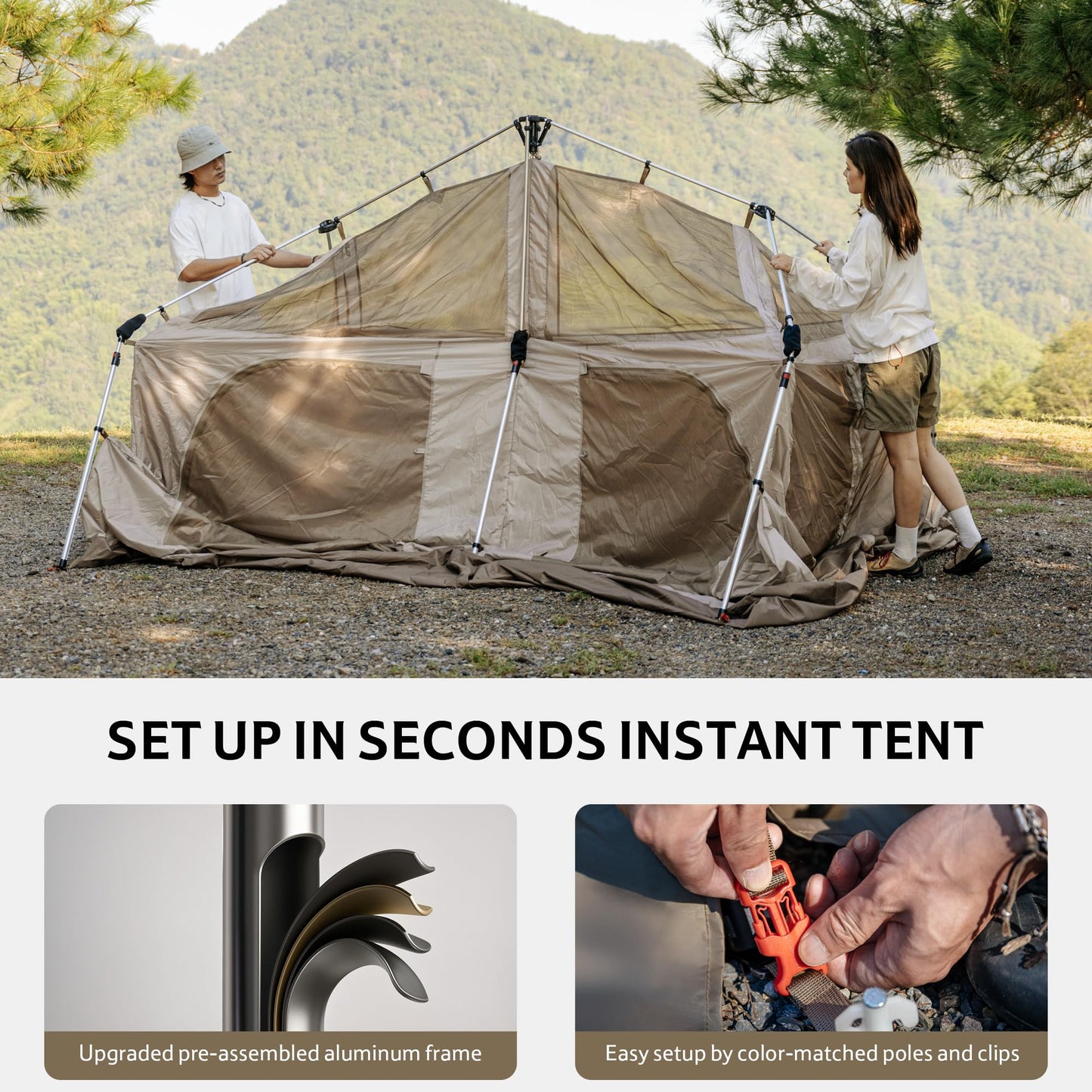 Naturehike Village Instant Tent, 4 Person 8 Person Cabin Tent with Full Rainfly, Waterproof Large Tent for Car Camping