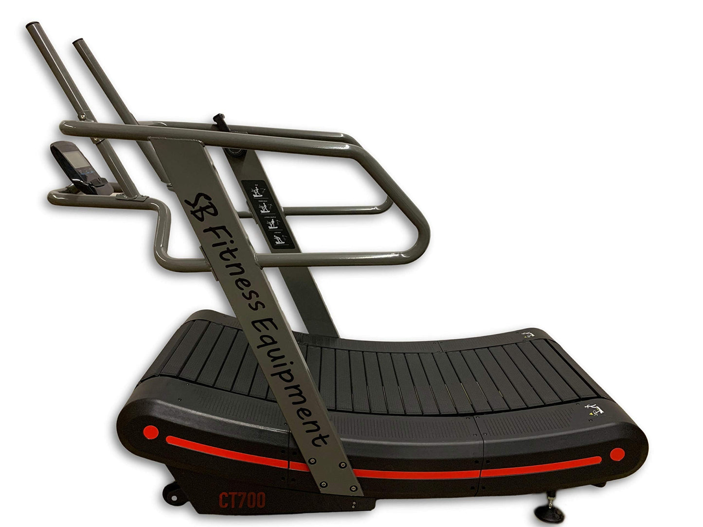 SB Fitness Equipment CT700 Self Generated Manual Curved Commercial Treadmill with 8 Resistance Levels for Sprinting and Sled Push with 19" Wide Track and Digital Display