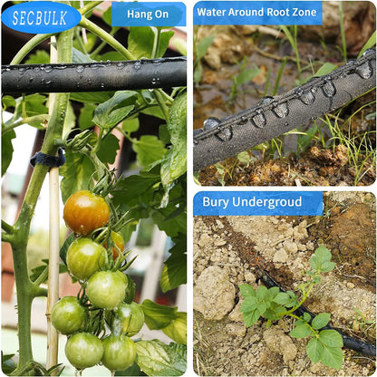 Secbulk 2025 Flat Soaker Hose - 150 ft Linkable Drip Hose for Efficient Garden Irrigation | Dual-Layer Leak-Free Design
