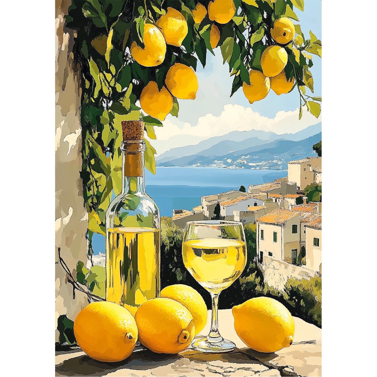 TOSTOG Italian Limoncello Diamond Art Kits for Adults, Lemon Diamond Paintings for Adults, Cartoon Full Drill Diamond Art Kits, 5D Diamond Paintings Kit Gem Painting Wall Decor and Gift 12 * 16 Inch.