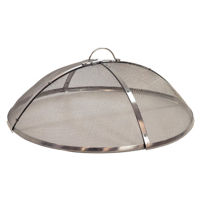 Sunnydaze 24” Round Rust-Resistant Stainless Steel Spark Screen with Handle and 26” Steel Fire Pit Poker Stick with Wood Handle