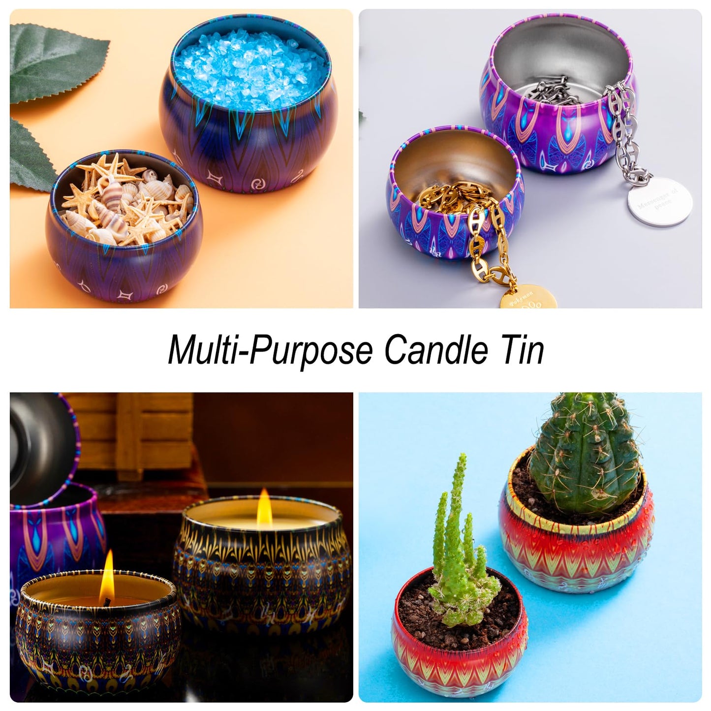 Arxinor Empty 5 oz Candle Tins Candle Jars 28 Pcs 28 Patterns, Candle Making Kits, with Wicks, Wick Holders & Stickers