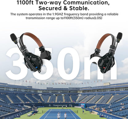 Hollyland Solidcom C1 Pro Wireless Intercom Headset System ENC Noise Cancellation Full Duplex 4-Person 1100ft Team Communication with PTT Mute Single Ear Headset for Church Drone TV Film Production