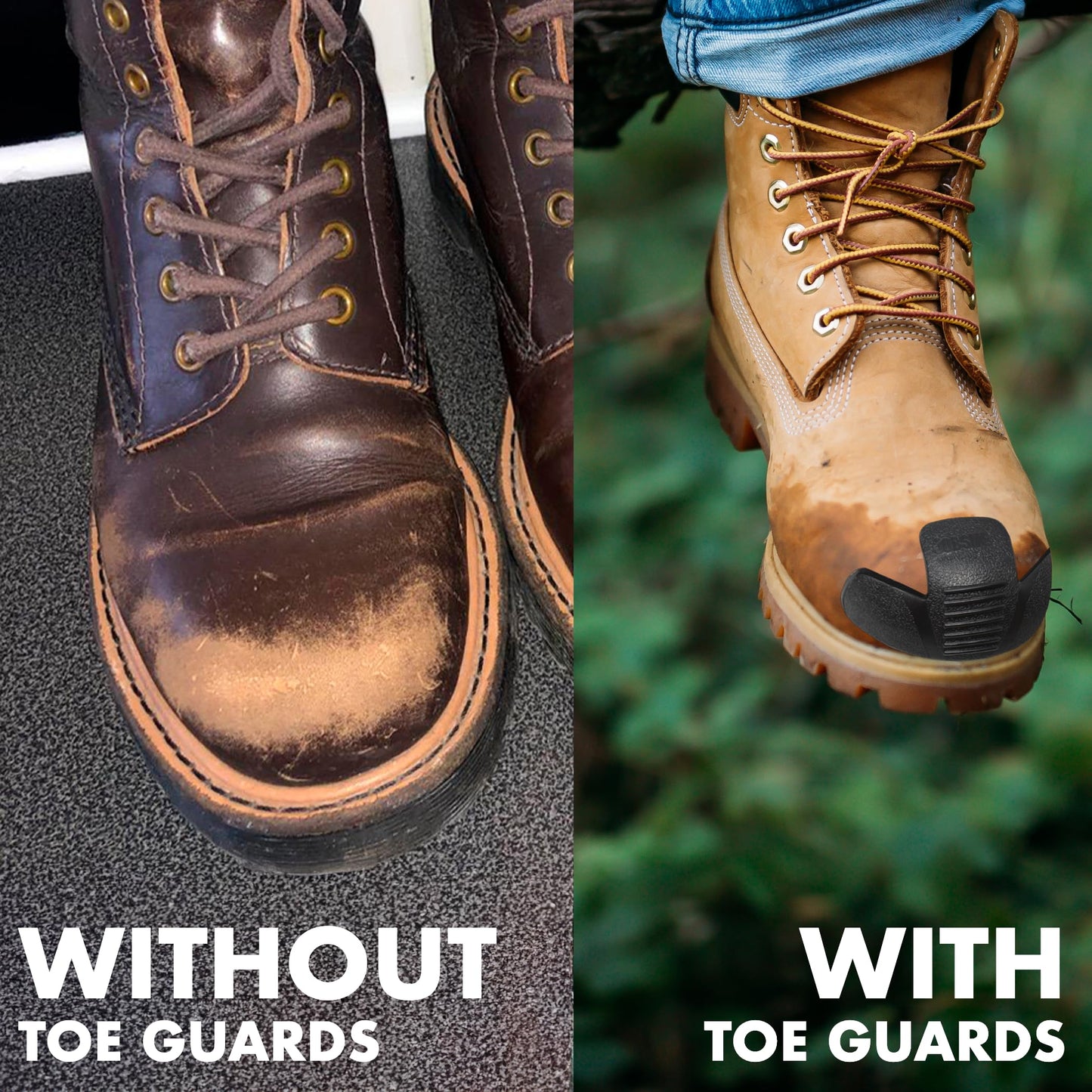 JobSite Boot Toe Guards - Shoe Toe Protector Guards Against Scratches and Hides Existing Damage - Black - 1 Pair