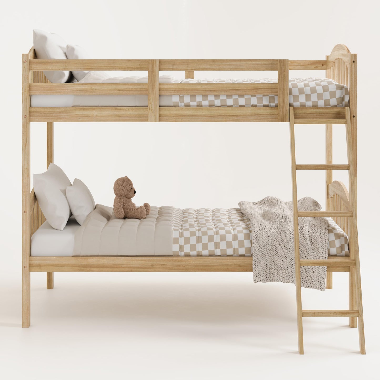 Storkcraft Long Horn Twin-Over-Twin Bunk Bed (Natural) - GREENGUARD Gold Certified, Converts to 2 Individual Twin beds