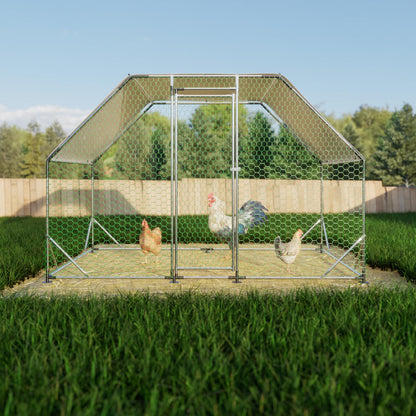 KEIKI Large Metal Chicken Coop, Metal Chicken Run, Farm Poultry Run Hutch Hen House, Heavy Duty Outdoor Walk-in Chicken Pen for Poultry Duck Rabbit, 9.94ft x 6.46ft x 6.36ft