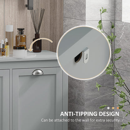 Amacv Tilt-Out Laundry Sorter Cabinet, Bathroom Storage Organizer with Two-Compartment Tilt-Out Hamper, Gray