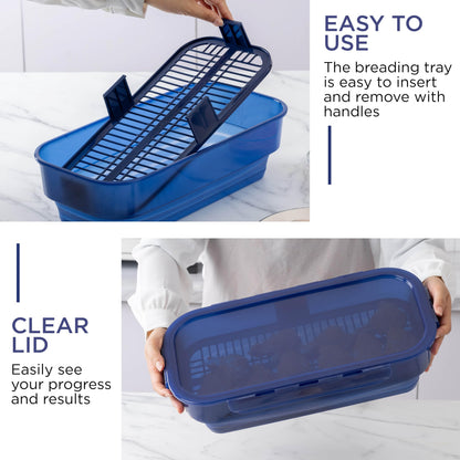 COOK WITH COLOR Collapsible Batter Bowl - Mess Free Breading Shaker Container - Great for Fried Fish, Fried Chicken, Onion Rings, Wings & More, Cream