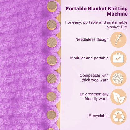 40” Chunky Knitting Blanket Loom - Customizable Knitting Looms - Adjustable Size & Portable Design Chunky Knit Blanket Loom - Beginner-Chunky Knitting for Beginners and Home Decoration