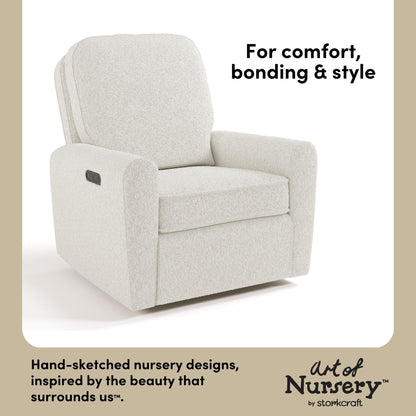 Storkcraft Amalfi Deluxe Power Recliner Swivel Glider – Premium Electronic Nursery Rocking Chair, Oeko-TEX 100 Certified, Includes Dual-USB Charging Port with USB-A & USB-C (Ivory Boucle)