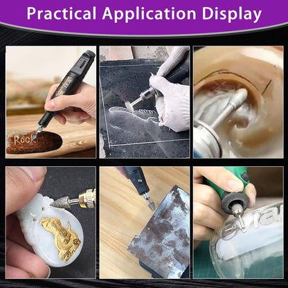 Diamond Grinding Bit Compatible with Dremel, 52Pcs Stone Carving Set Diamond Bits 1/8" (3mm) Shank Polishing Kit for Stone Glass Ceramics Carving Polishing Grinding Etching