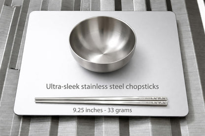 Stainless Steel Chopsticks – 5 Pairs 304 Food-Grade Metal, Reusable Dishwasher Safe, Non-Slip Laser Engraved, Japanese Korean Style Gift Set