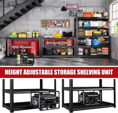 Garage Shelving Set of 4 | Heavy-Duty Metal Storage Shelves - 3500 lbs Capacity, Adjustable 5-Tier Design, 72"x59"x20"