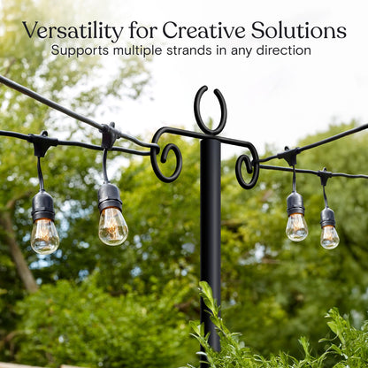 Brightech Bundle Ambience Pro Incandescent Outdoor String Lights - Commercial Grade Waterproof Patio Lights with 24Ft + 4-Pack 10FT String Light Poles