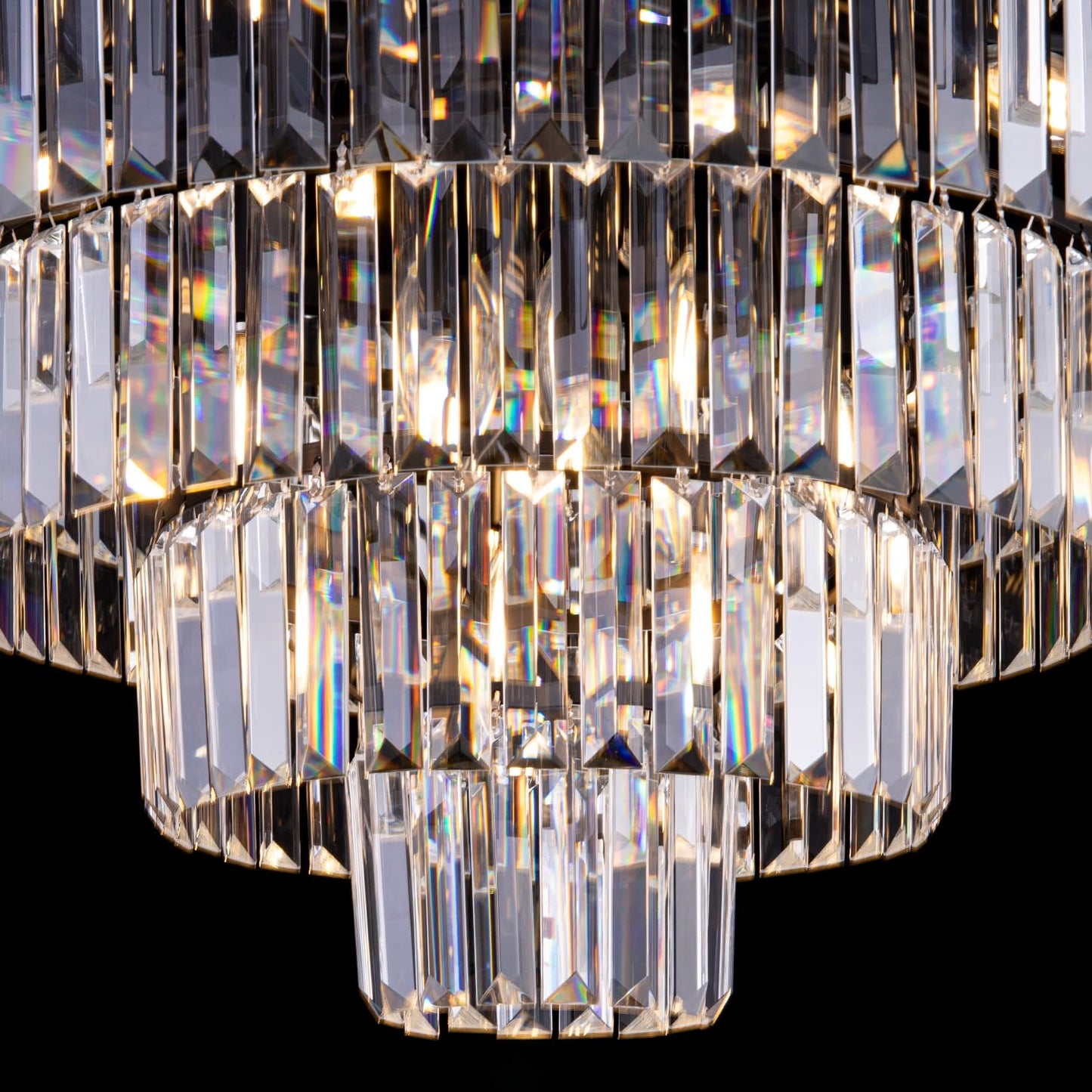 Wellmet Crystal Chandelier, 6-Tier Large Luxury Crystal Chandelier, 31'' Black Crystal Pendant Light for Living Room, Dining Room, Bedroom, Entryway, Hallway, Corridor,