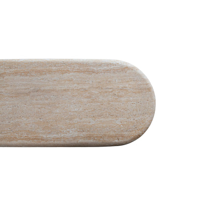Creative Co-Op Lightweight Eco Stone Rectangle Indoor/Outdoor Table with Travertine Finish, Buff Color