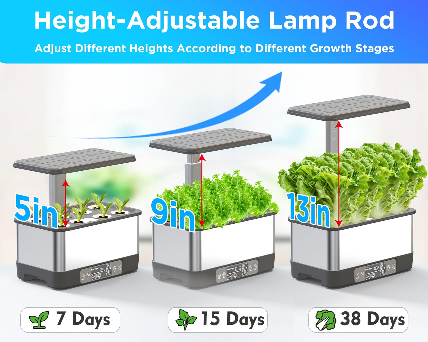 Hydroponics Growing System Indoor Garden, Smart Indoor Herb Garden with Grow Light, In door Gardening System 8 Pods, APP & WiFi Control, Auto Timer, Quiet Pump, Stainless, Gift for Women Mom, Gray