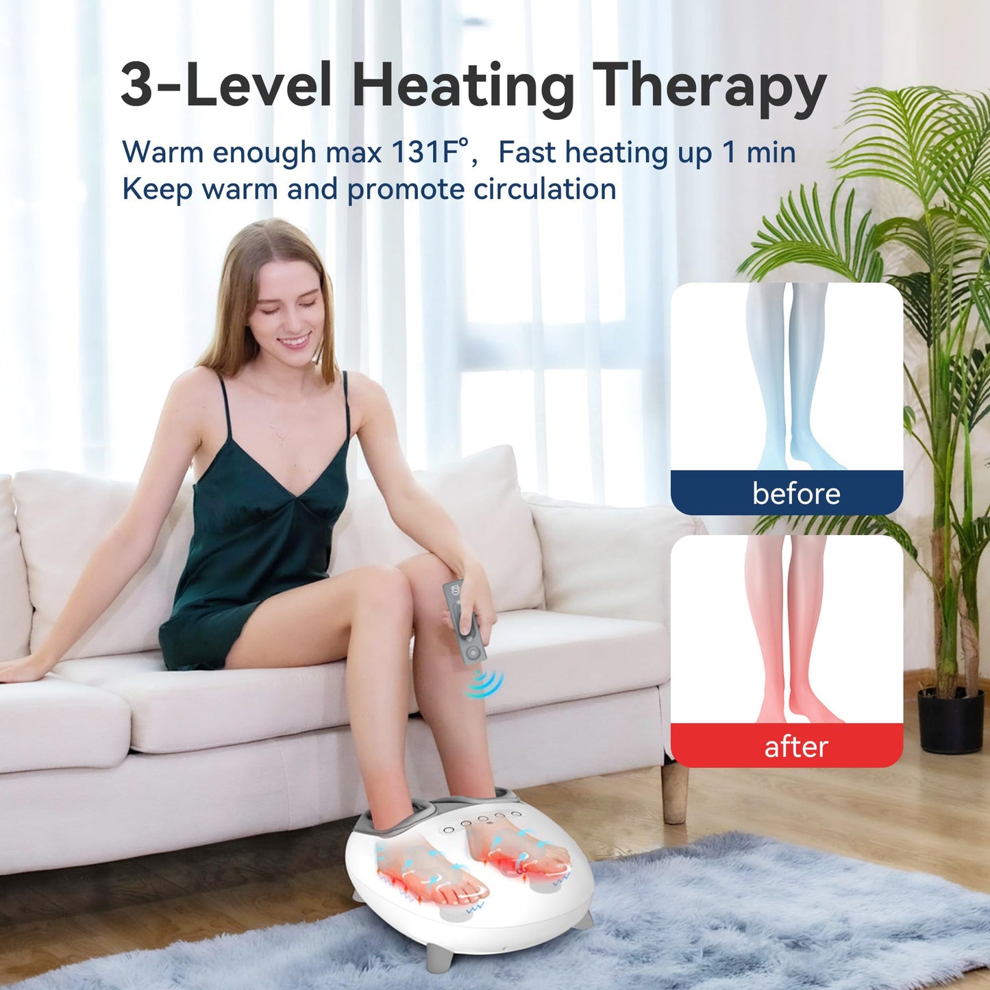 COMFIER Shiatsu Heated Foot Massager with Heat for Plantar Fasciitis Neuropathy, Deep Kneading Vibration Feet Massager for Mon Dad Men Women-Home Office Use