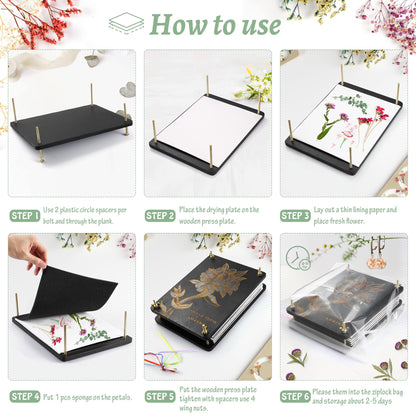 Suziko Large Flower Press Kit 11.8 x 8.7 inch 6 Layers with Photo Frame and Book Marks,Plant Pressing Kit for Adults Measures, Fast Making Pressed Plant, Great Gift for Your Lover
