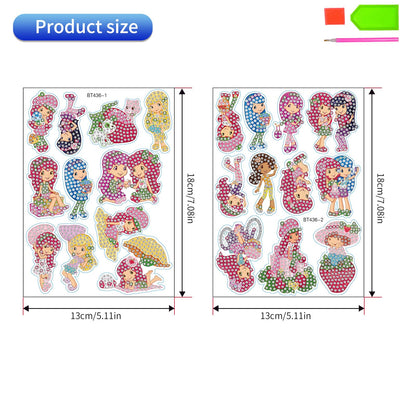 FLYSONG Diamond Art Kits for Kids Adults,DIY Cartoon Princess 22 Pcs Creative Diamond Art Stickers - Gem Painting Craft Mosaic Stickers by Number Kits (Cartoon Princess)