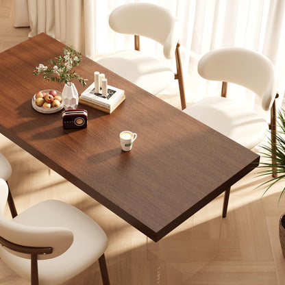 JCAJCA Kitchen Dining Chairs Set of 4 Modern Upholstered Leather Farmhouse Dining Room Chair with Metal Legs, Walnut/Beige