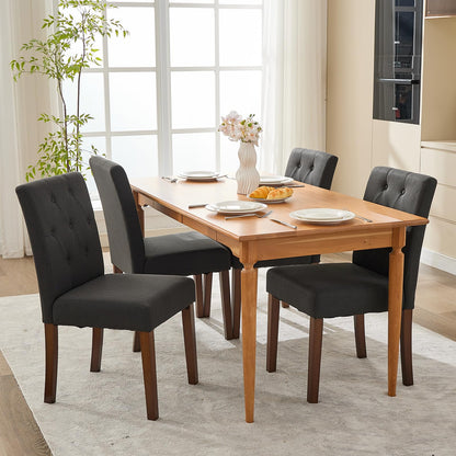 IDEALHOUSE Dining Chairs Set of 6, Linen Fabric Upholstered Parsons Chairs with Rubberwood Legs, Comfortable Padded Seat Kitchen, Dining Room Side Chairs, Living Room Black