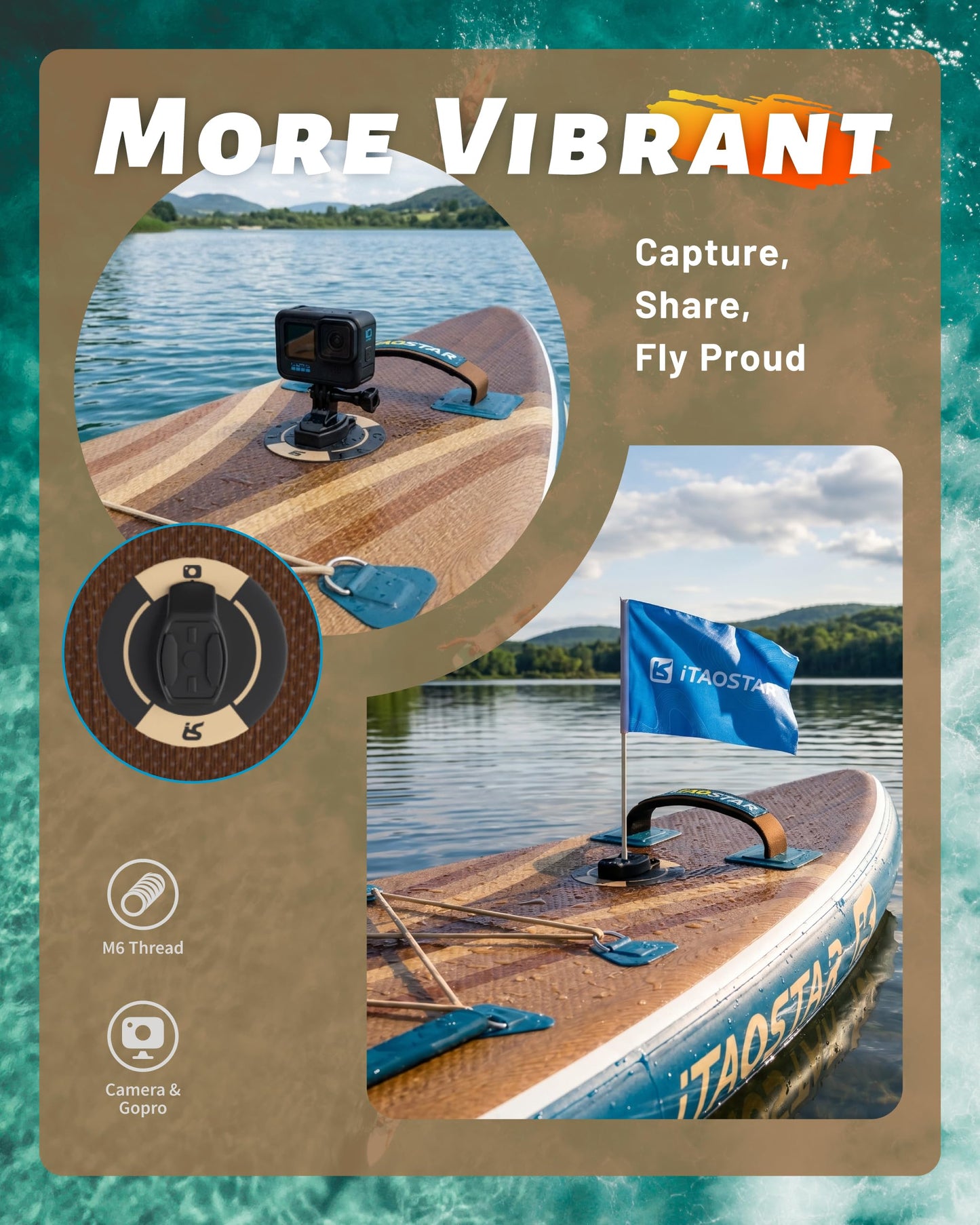 iTAOSTAR W02C 34" Super Wide Paddle Board, More Fun Inflatable Paddle Board with 5 Fins for Better Balance, Stand Up Paddleboard with Premium SUP Accessories for Adults of All Skill Levels