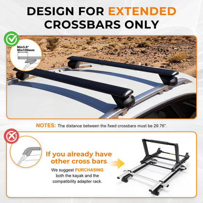 TOOENJOY Heavy-Duty Kayak Lift Assist Roof Rack, 100 LBS Capacity Kayak Canoe Rooftop Loader, Elevating Assist System for Easy Loading, Black