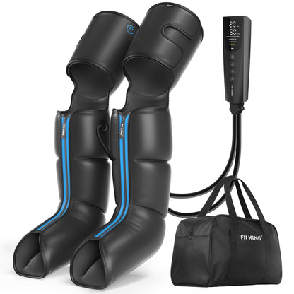 FIT KING Air Compression Leg Massager with Heat for Circulation Upgraded Full Leg and Foot Massager to Relieve Pain, Swelling, Edema, RLS - Built-in Pressure Sensor & LCD Display - Gift for Mom Wife