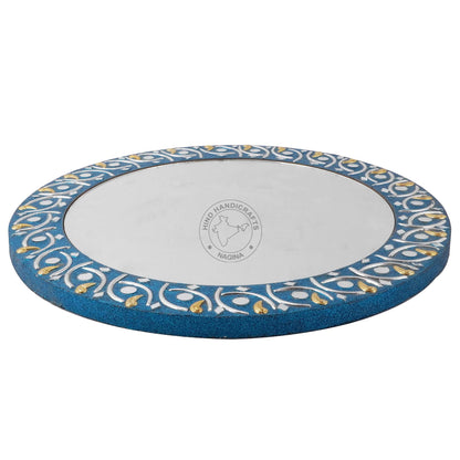 Hind Handicrafts Round Wall Mirror - Round Mirror, Rustic Accent Mirror for Bathroom, Entry, Dining Room, & Living Room. Metal Round Mirror for Wall (Turquoise 1, 16" x 16")