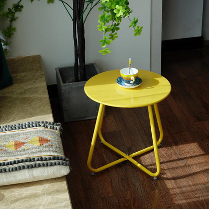 17.5 Elevon E-Coated Steel Side Table Weather Resistant Outdoor Round End Table Accent Table for Bistro Balcony