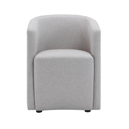 Manhattan Comfort Hearth Modern Barrel Dining Armchair, Accent Upholstered Dining Chair with Woven Fabric, Stylish Curved Back, High-Density Foam, Fully Assembled, Light Gray