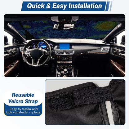 Windshield Sun Shade, Car Sun Shade Windshield Blocks UV Rays, Keep Car Interior Cool, Front Foldable Windshield Sunshade for Hatchback, Truck, SUV, MPV