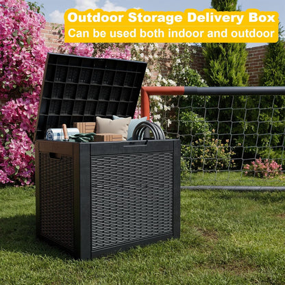 GYMHILL 35 Supplies,Waterproof,Lockable(Black,35Gallon) Gallon Resin Deck Box Outdoor Storage Box for Patio