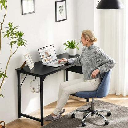 DUMOS Computer Desk - Stylish Wooden Office Table with Headphone Holder & Storage Bag | Compact Design for Home Office